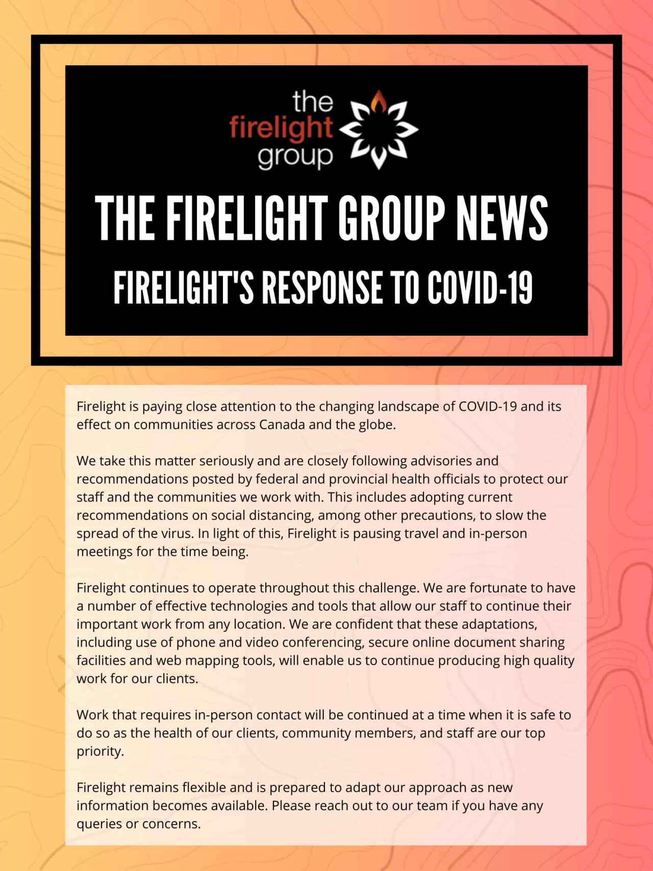 Firelight’s Response to COVID-19