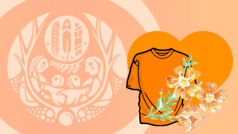 The Survivor's Flag graphic is from TRC; made by contributing Residential School Survivors https://nctr.ca/exhibits/survivors-flag/
